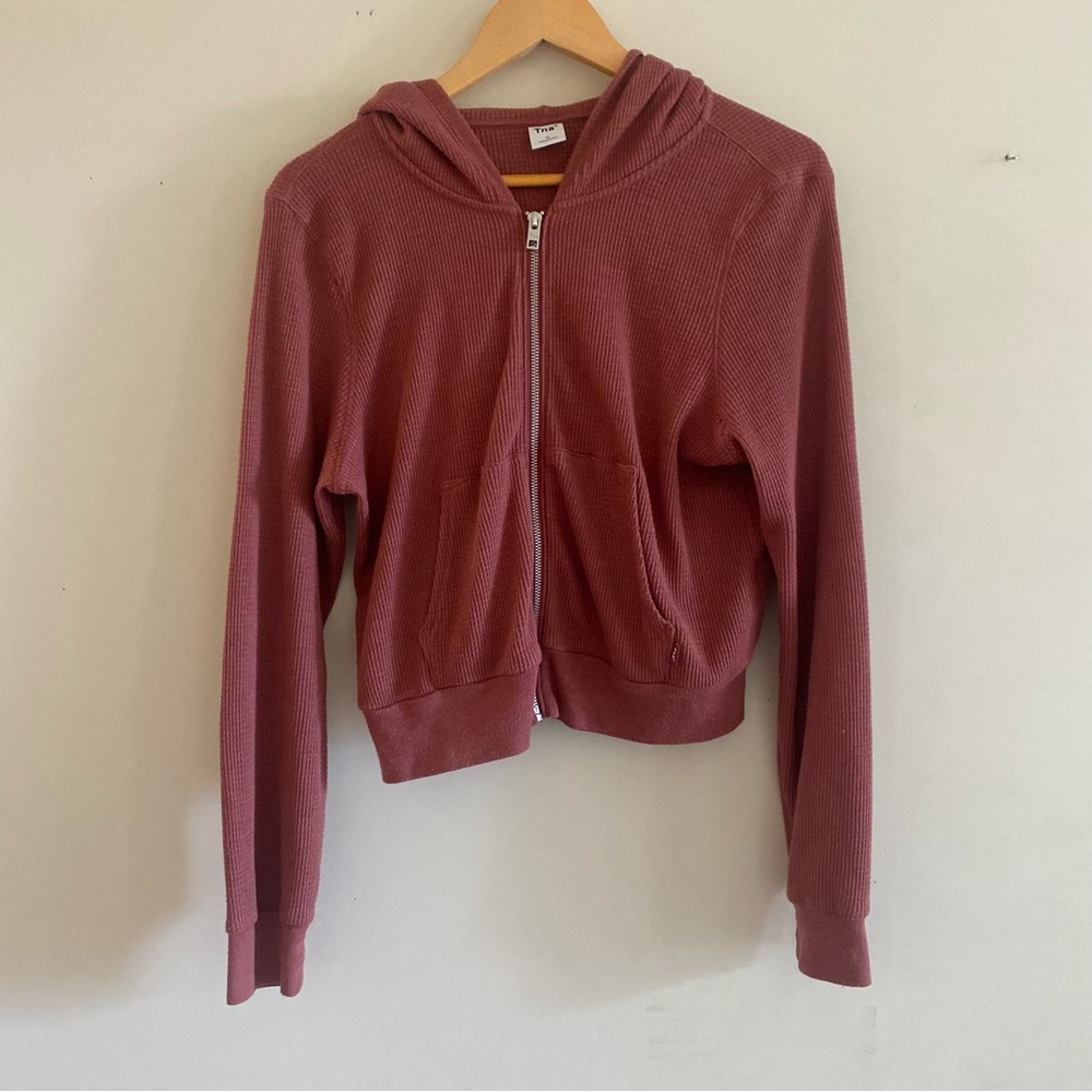 Aritzia Tna Waffle-Knit Zip Hoodie